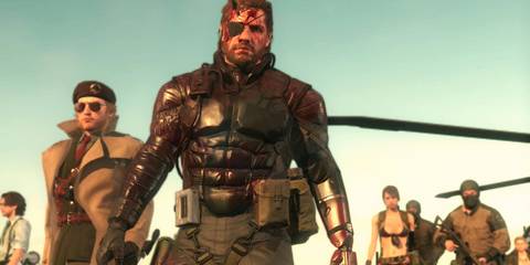Solid Snake in Metal Gear Solid 5, coming out of a chopper.
