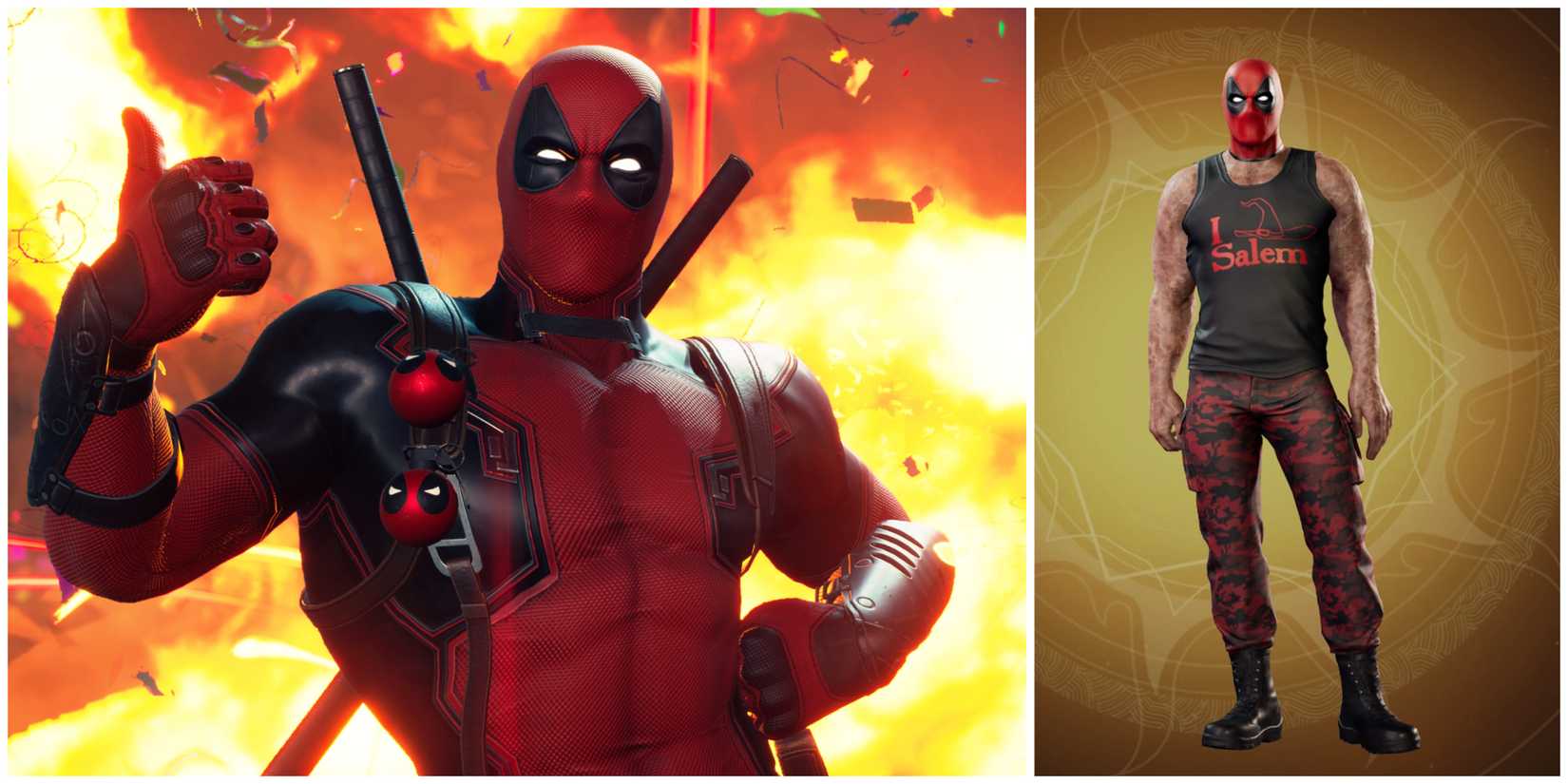 image of Tourist Trap Deadpool in Midnight Suns next to him giving a thumbs up