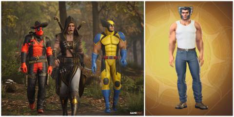 images of Midnight Suns characters Deadpool, Wolverine, and The Hunter