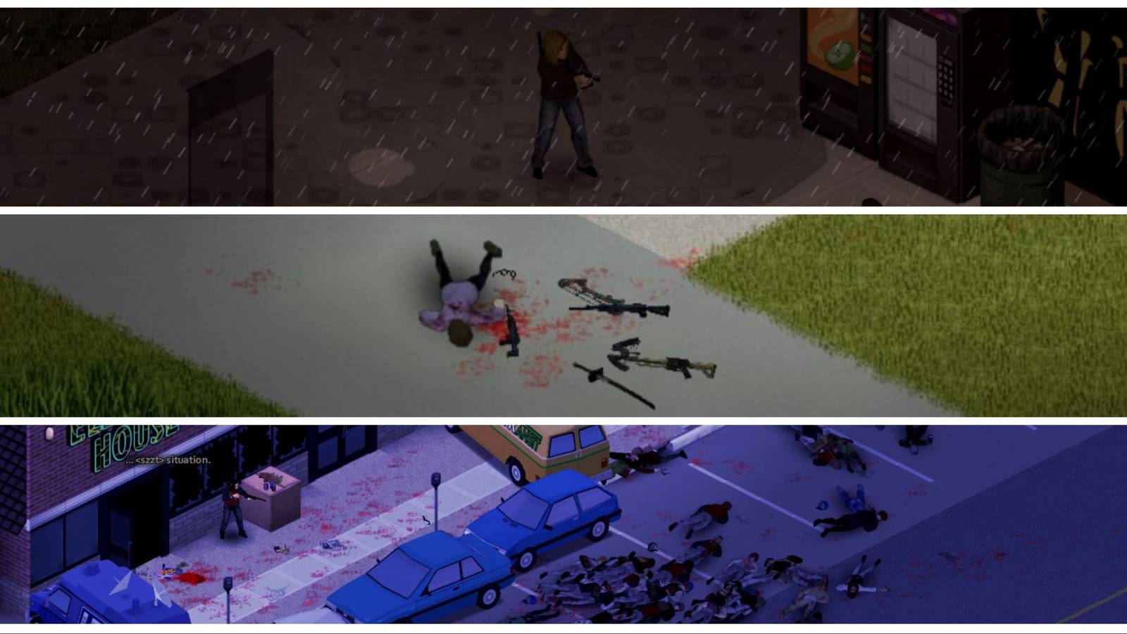 rain pistol crossbow bow and zombie guns cars