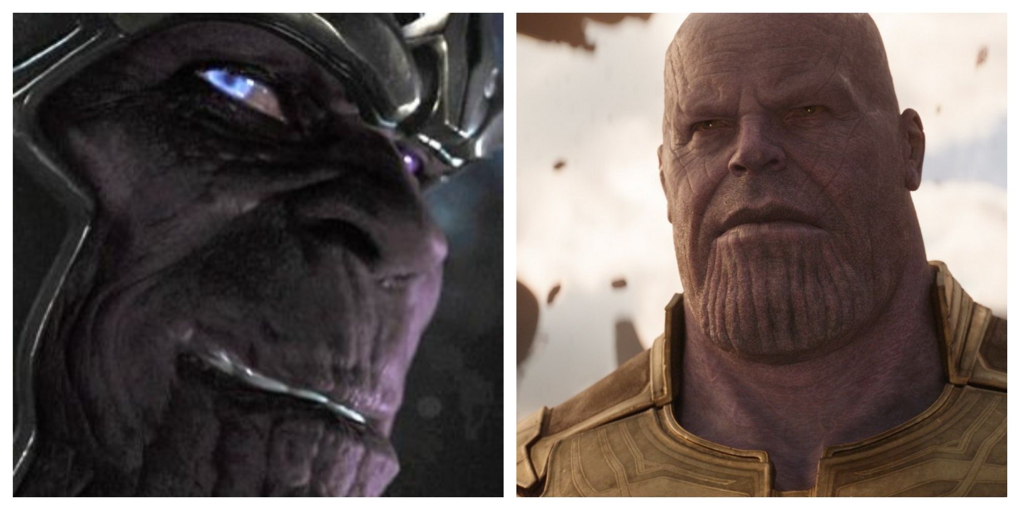 Damion Poitier's Thanos next to Josh Brolin's Thanos