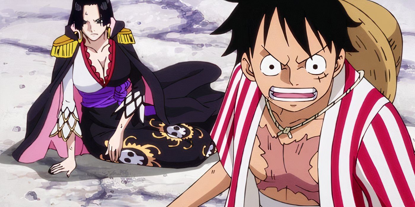 Luffy comes to help Boa Hancock in One Piece.