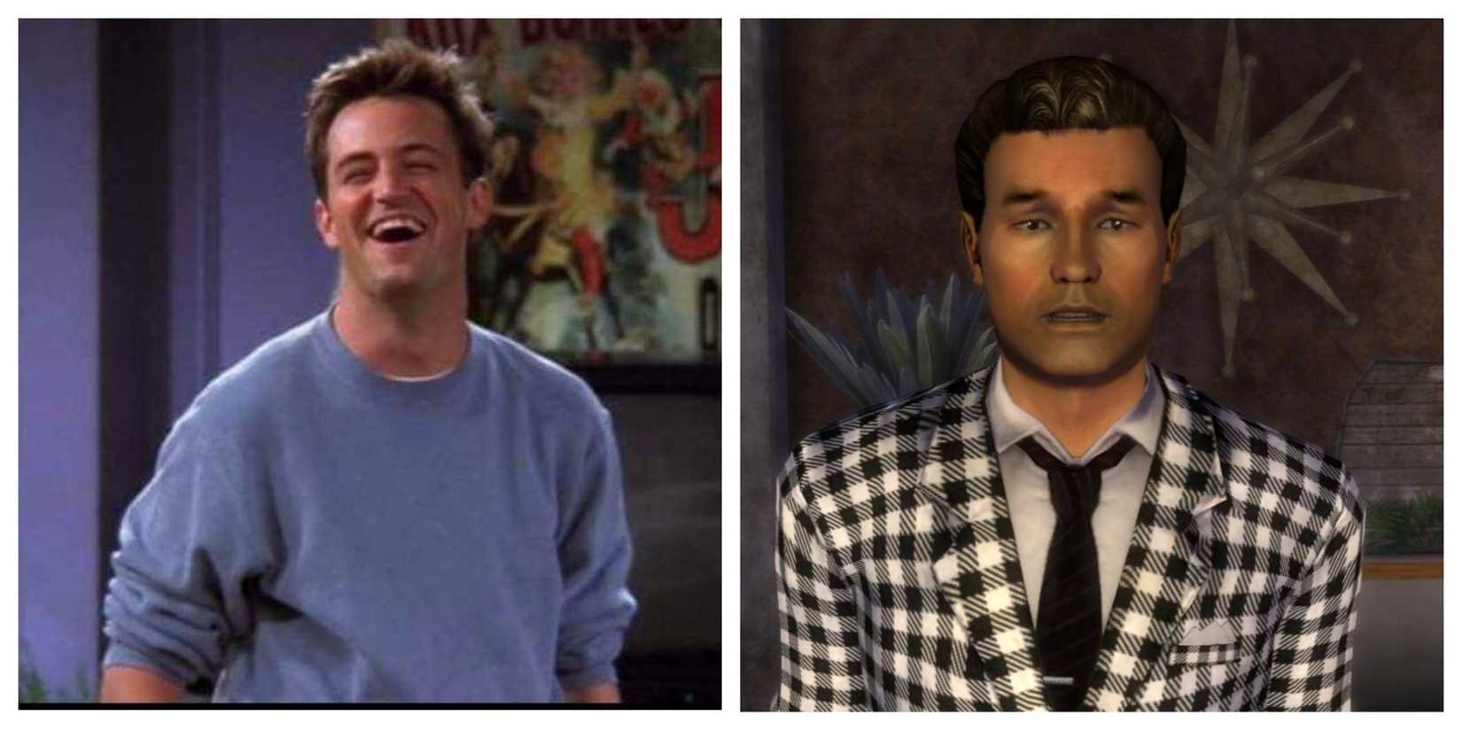 Matthew Perry portraying Chandler in Friends; Benny in Fallout: New Vegas