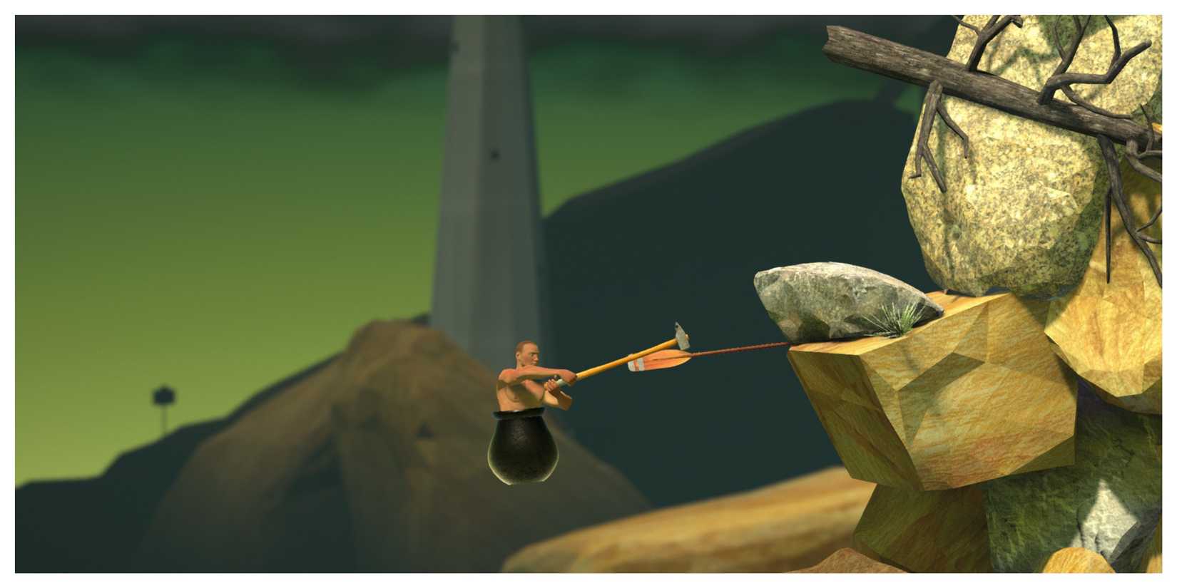 Getting Over It With Bennett Foddy - Steam Screenshot (Swinging On A Paddle)