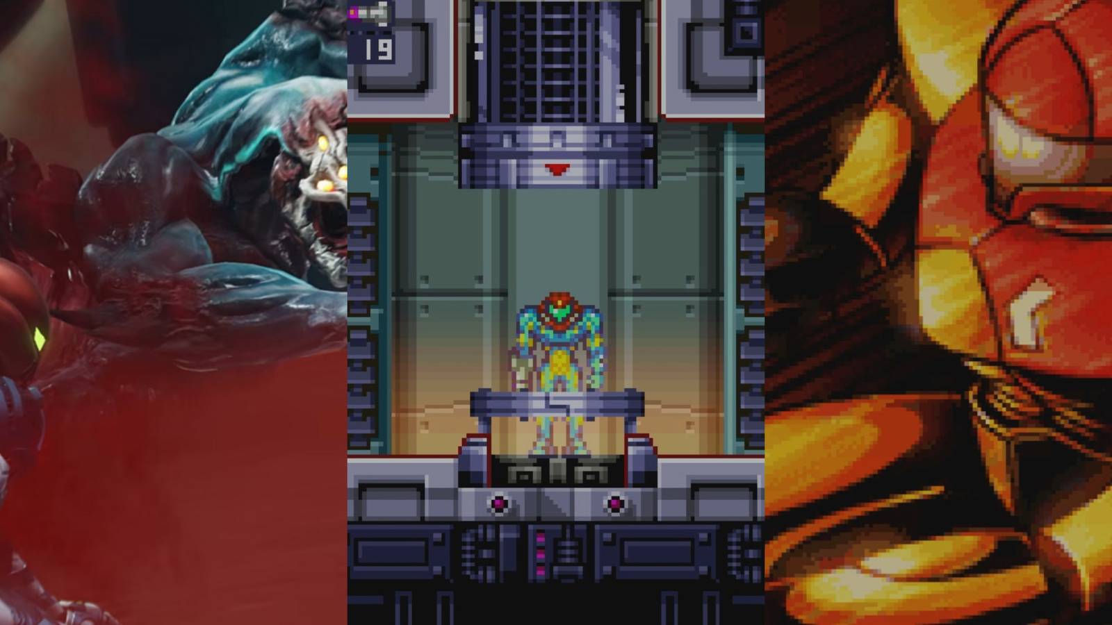 collage of 3 metroid games