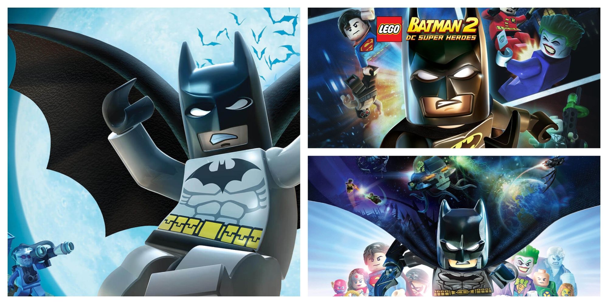 The graphics of each Lego Batman game show Batman in a dynamic pose.