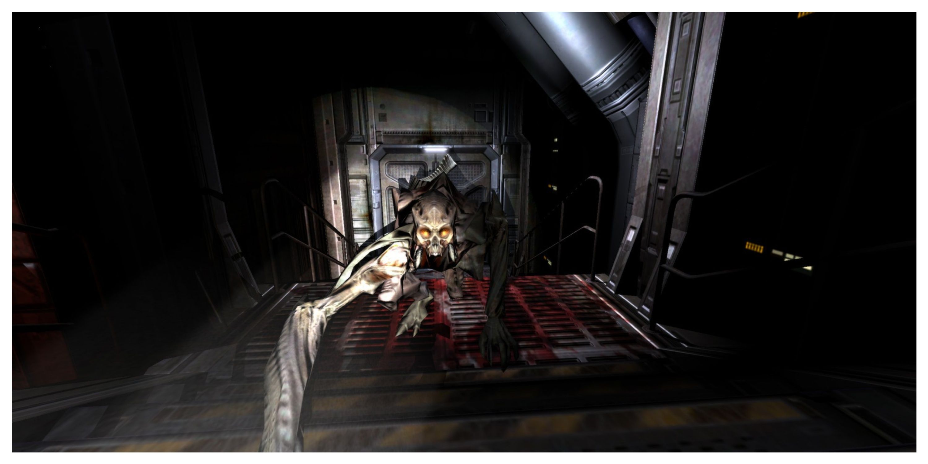 DOOM 3 - Steam Screenshot (Facing An Enemy In A Dark Hallway)