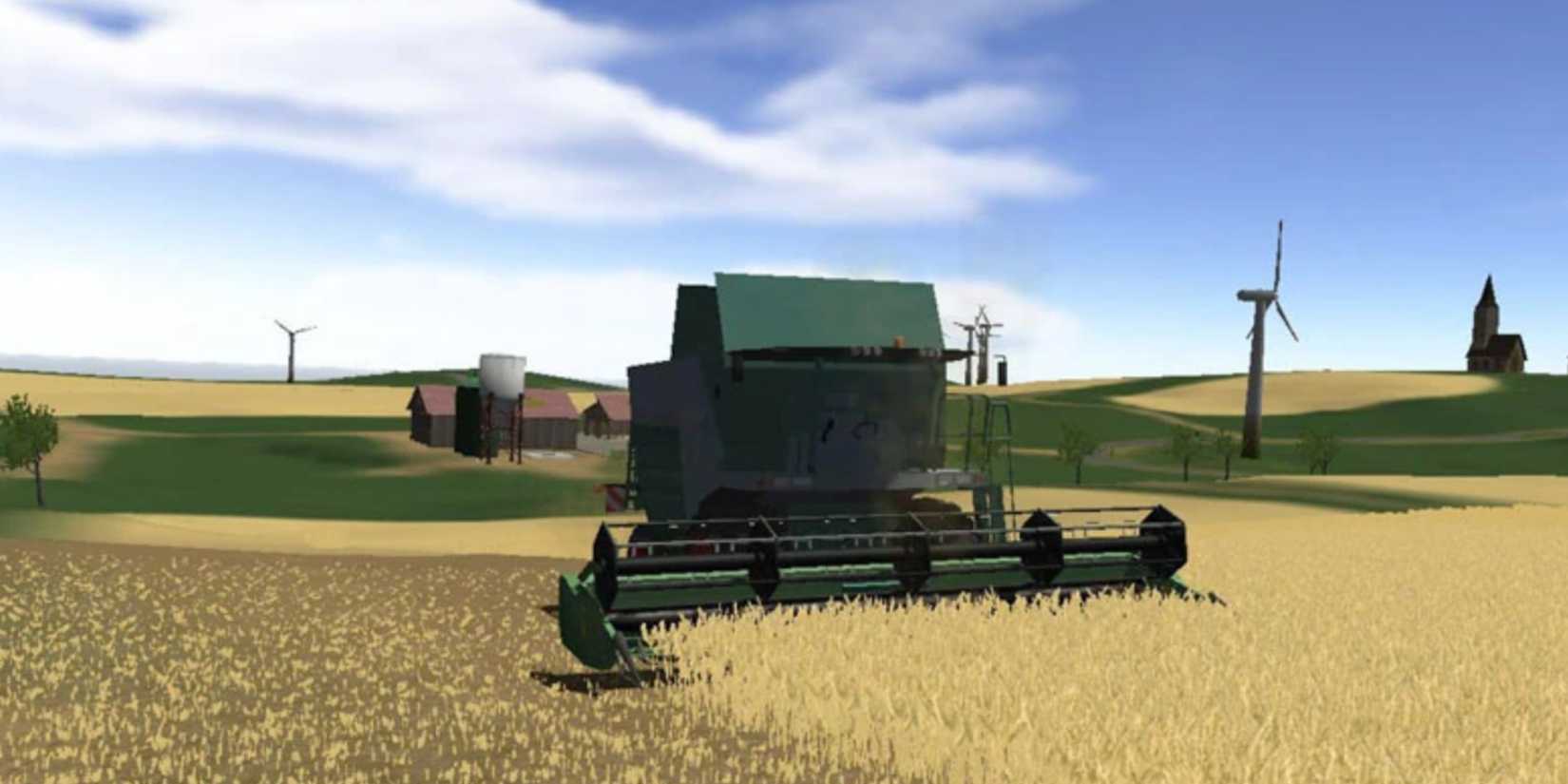 harvester in a wheat field in Farming Simulator from 2008