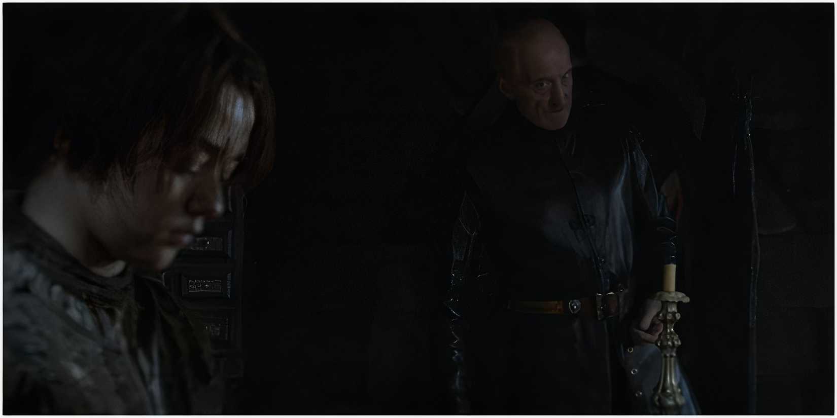 Arya Stark and Tywin Lannister in Game of Thrones.