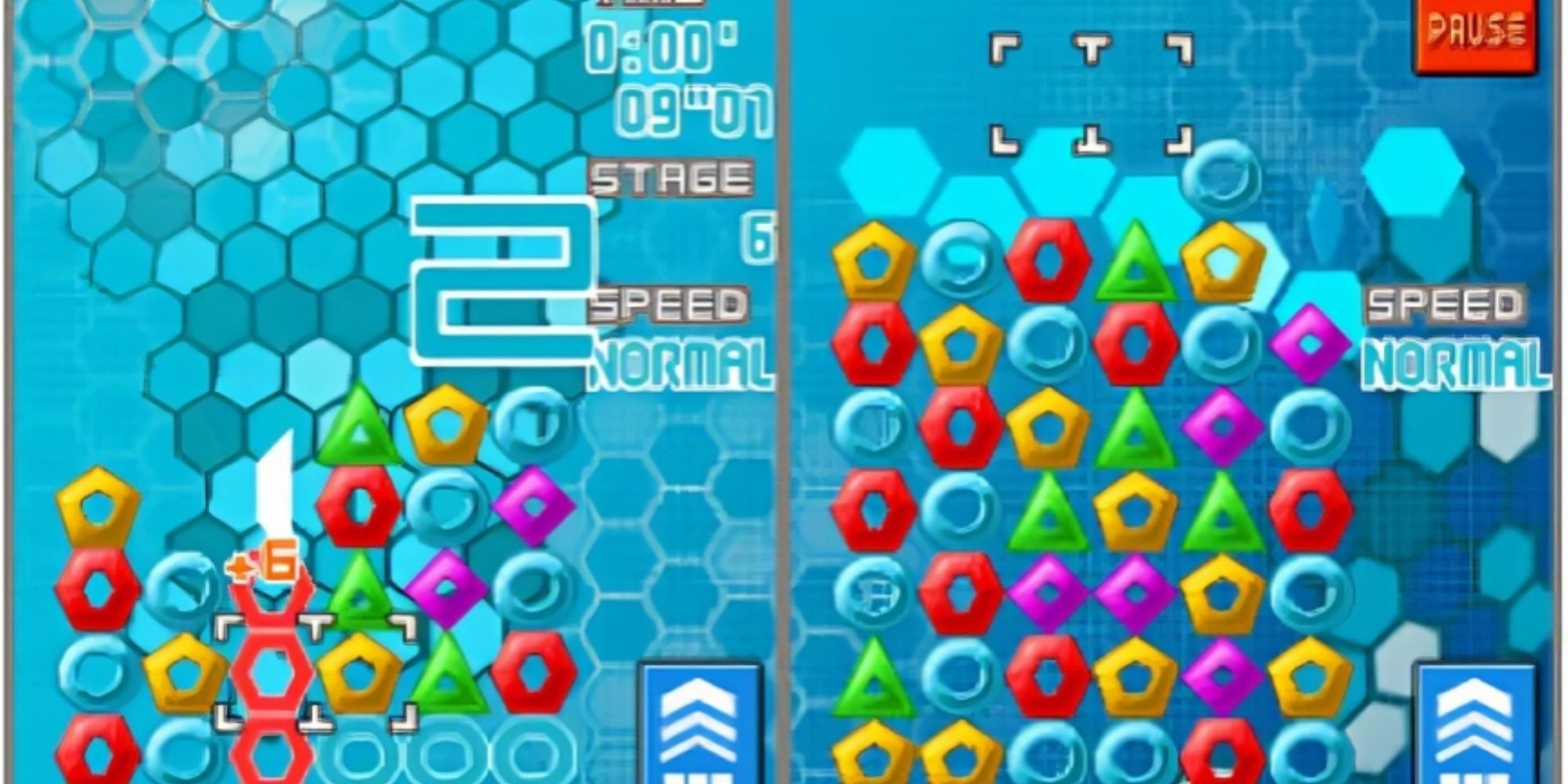 A gameplay screenshot from Planet Puzzle League showing its puzzle mechanics.