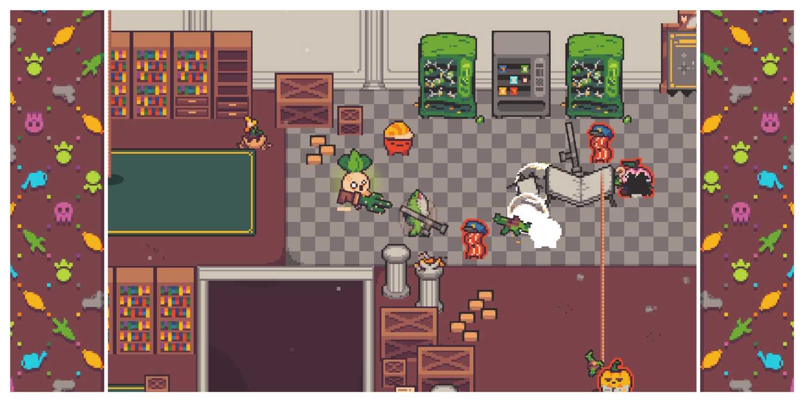 Turnip Boy Robs A Bank - Steam Screenshot (Fighting Enemies)