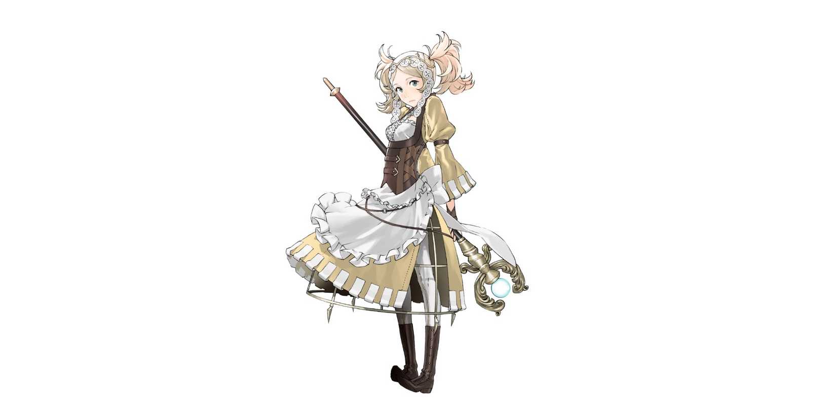 Lissa holding her staff behind her back