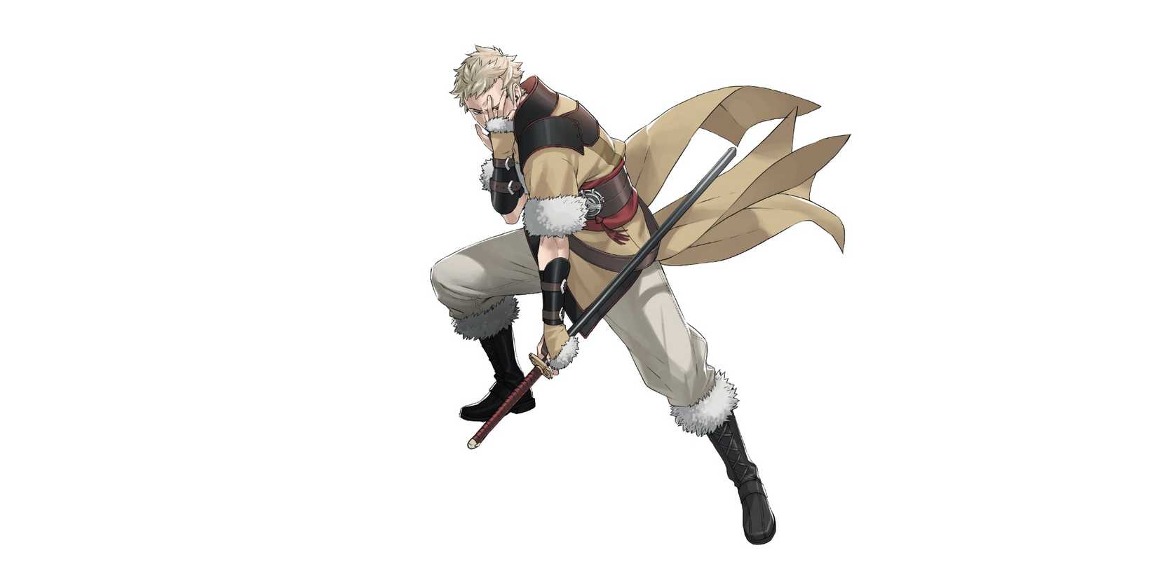 Owain covering his face and holding Missiletainn