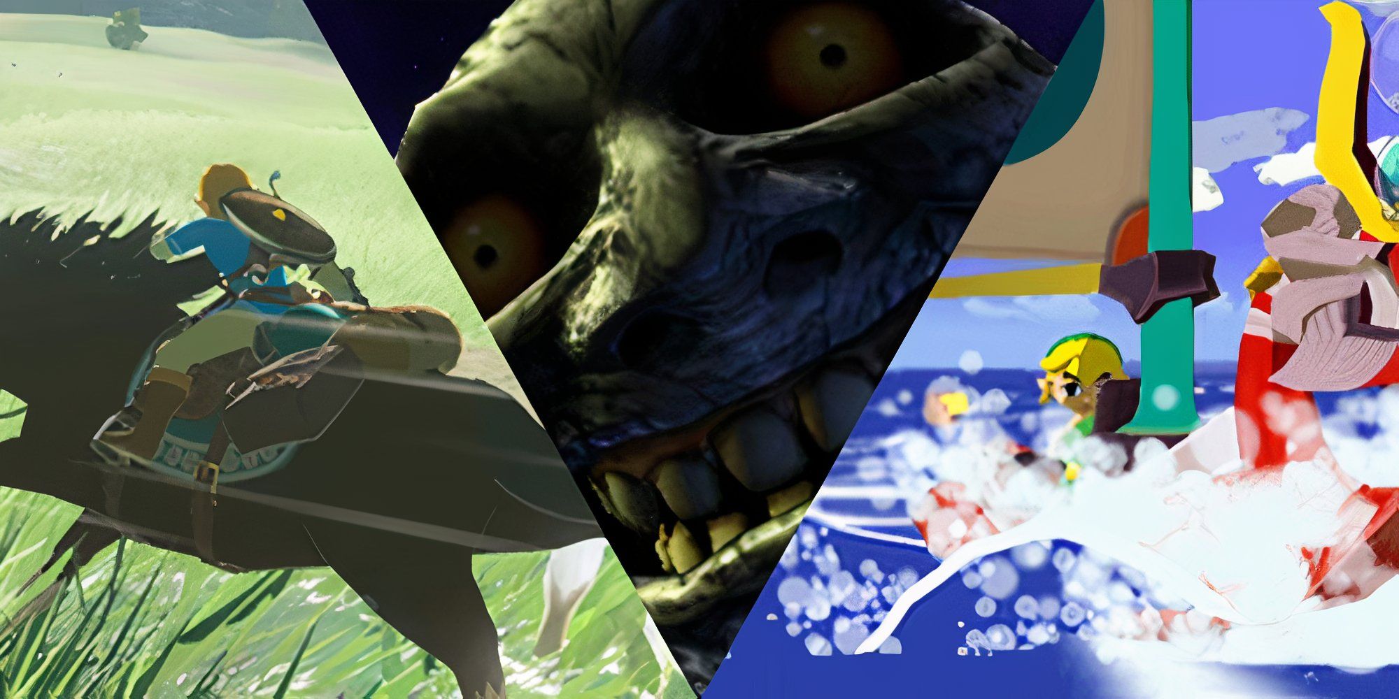 collage of 3 different zelda games