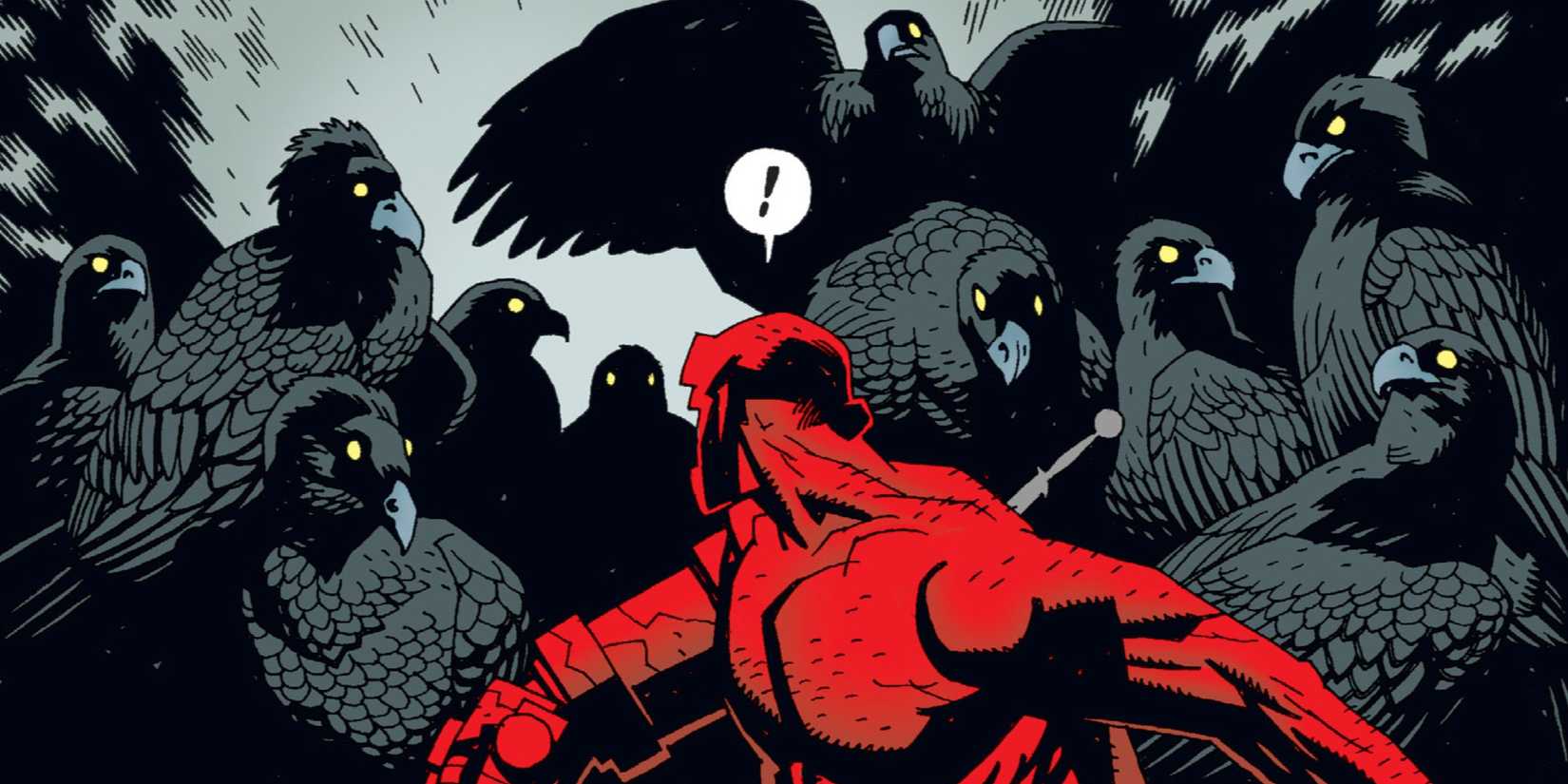 hellboy shocked by crows