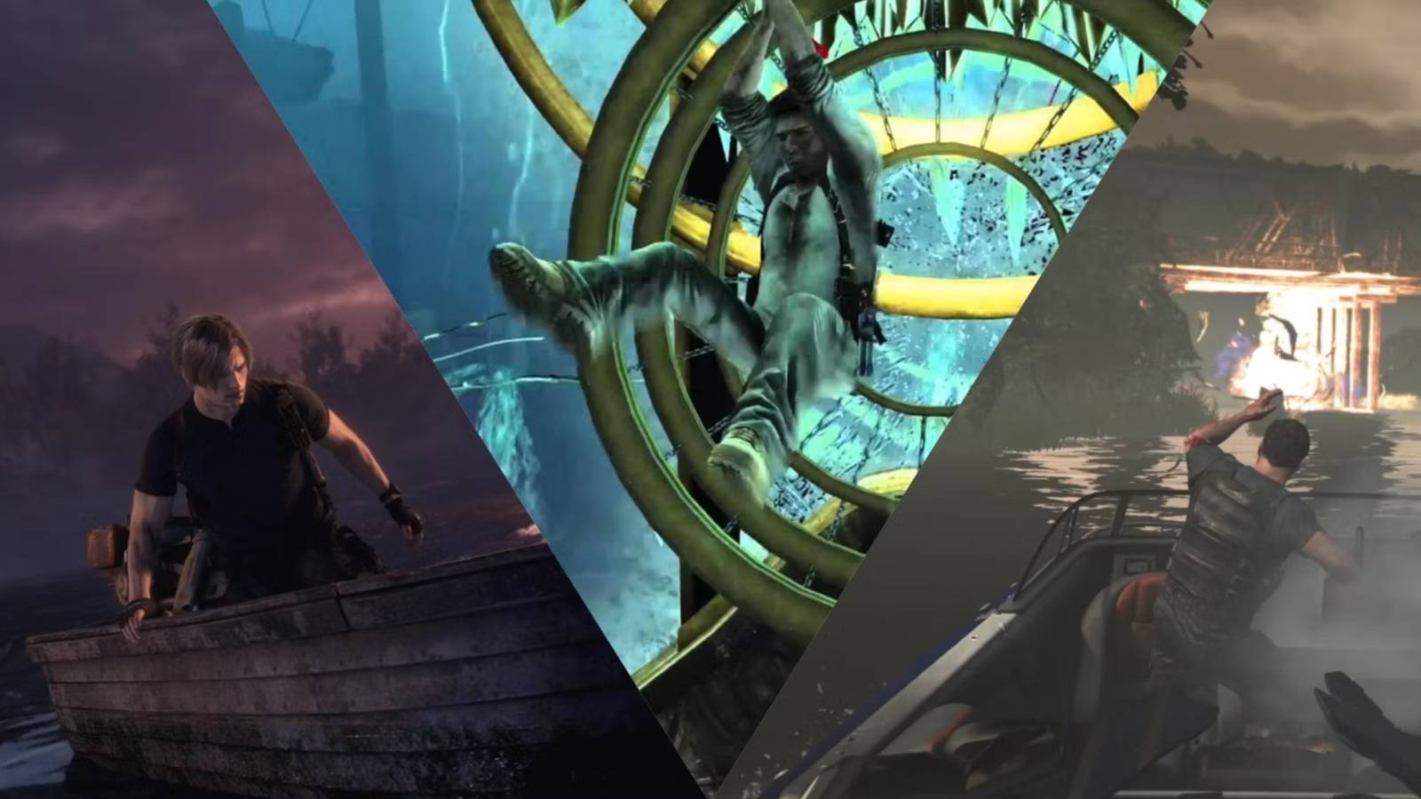 Boating levels from Resident Evil 4, Uncharted 3 and Max Payne 3