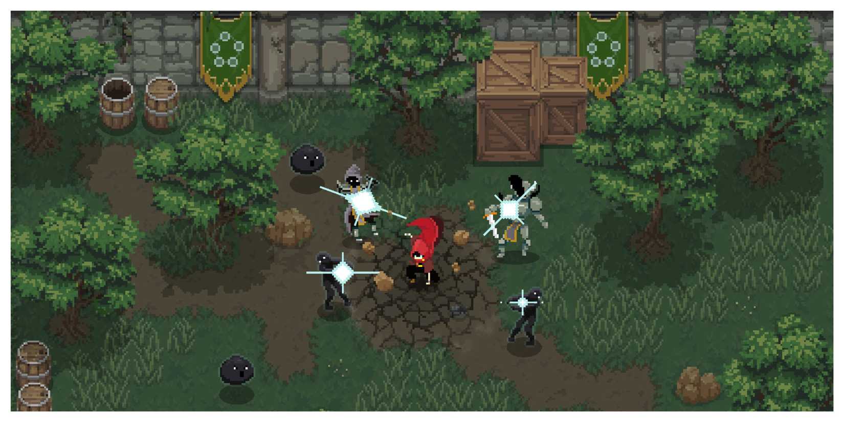 Wizard Of Legend - Steam Screenshot (Fighting Enemies In A Wooded Area)