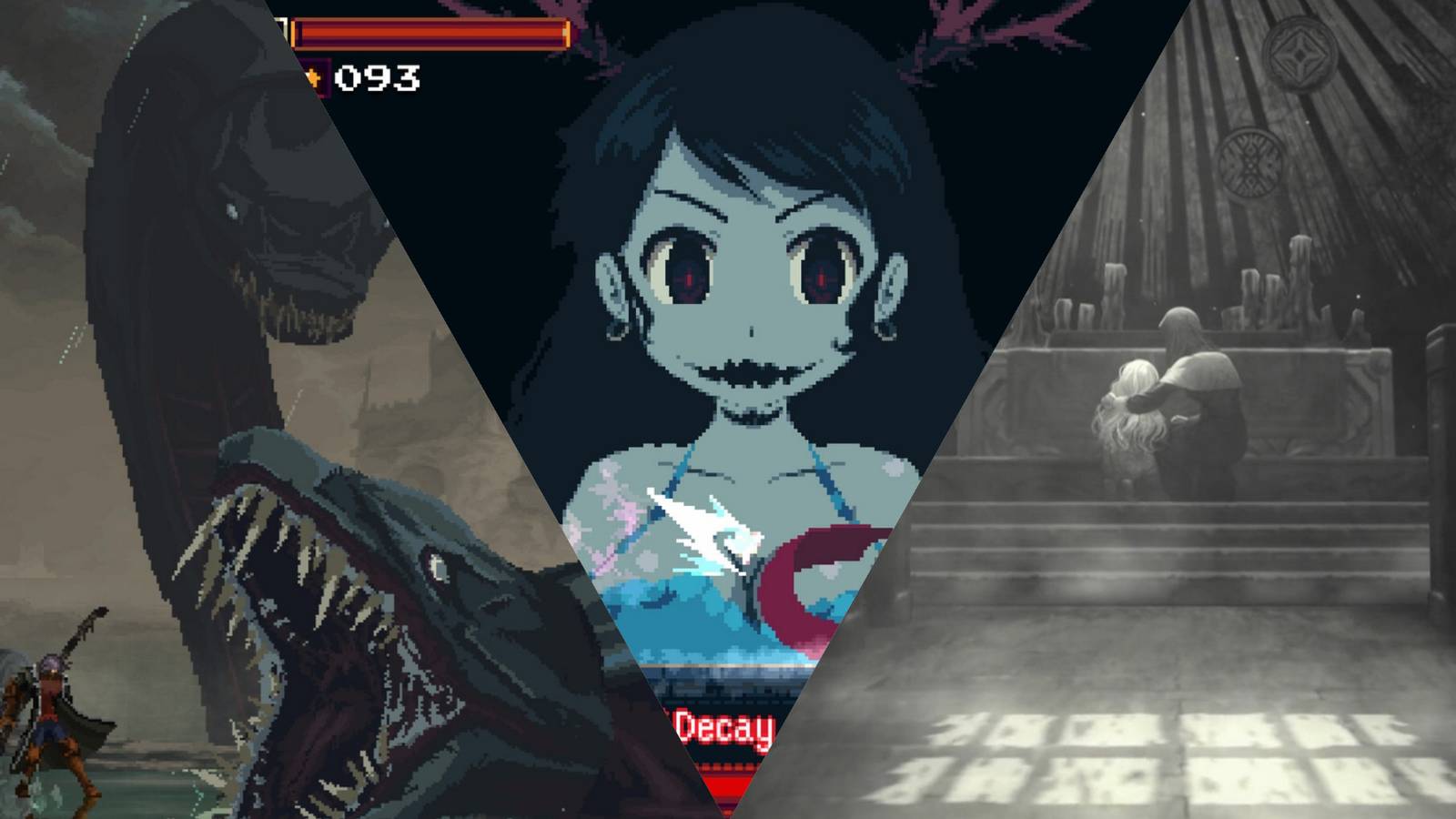 collage of 3 2d soulslike games