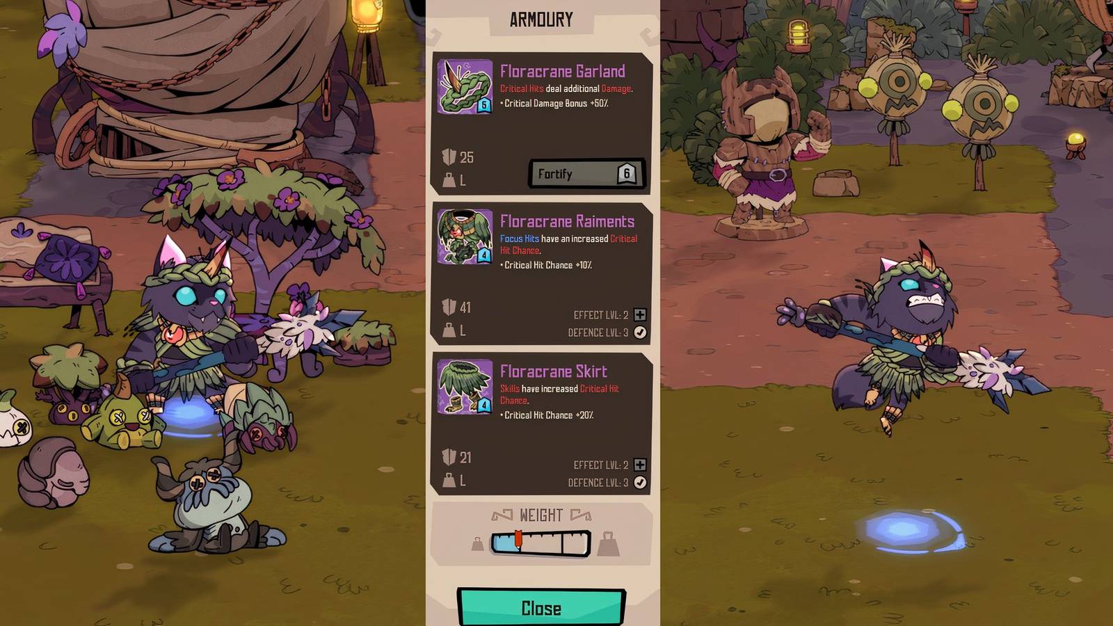 Various armor pieces in Rotwood