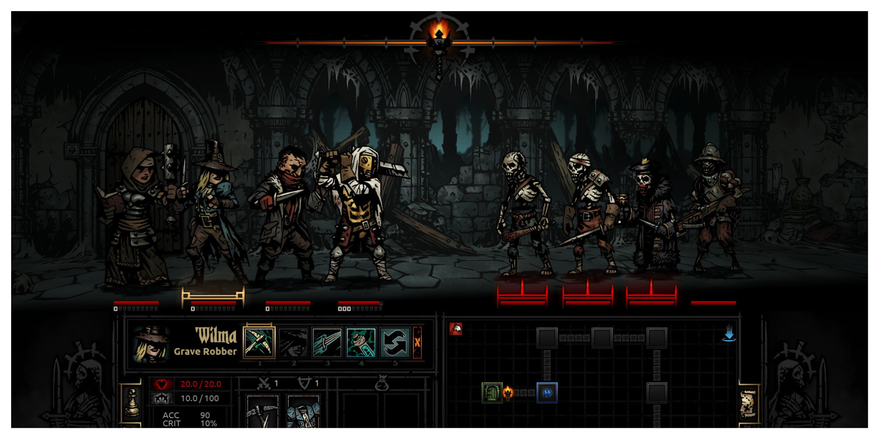 Darkest Dungeon - Steam Screenshot (Combat With Skeletons)