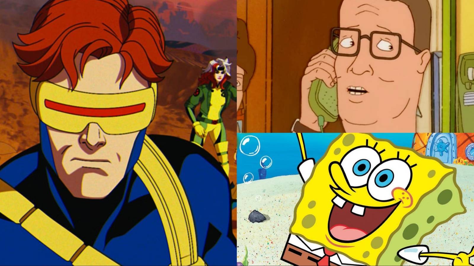X-Men '97, King of the Hill, SpongeBob SquarePants Featured Image