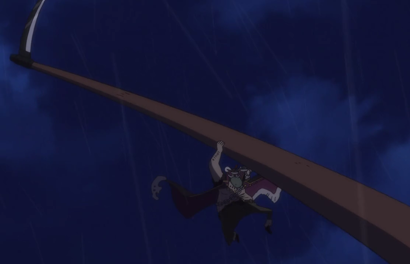 Brynndi World holding onto a gigantic scythe