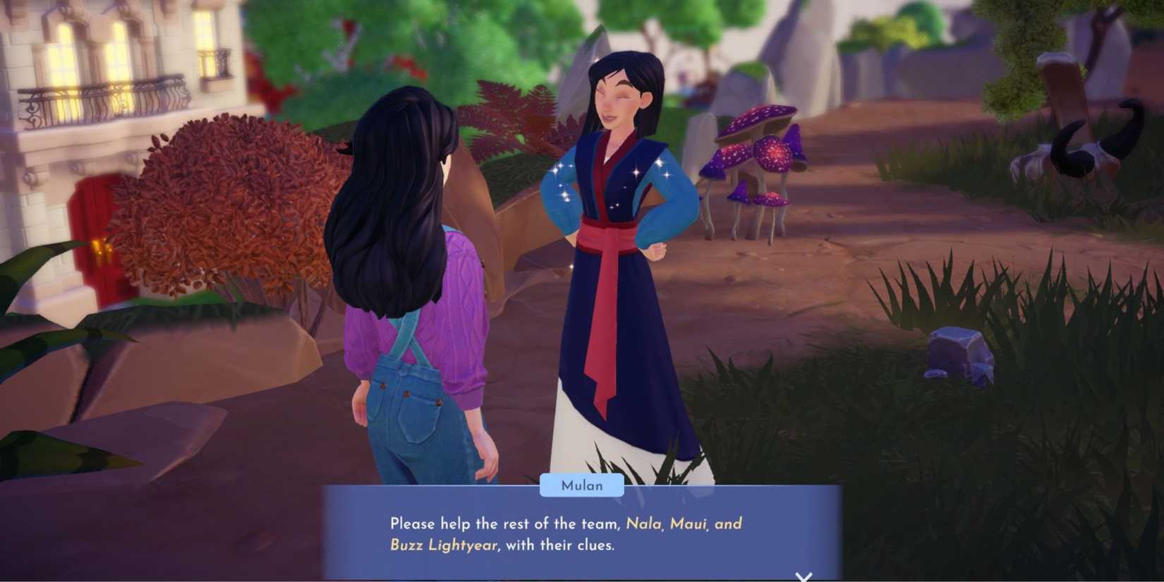 mulan asking the player to help their teammates dreamlight valley
