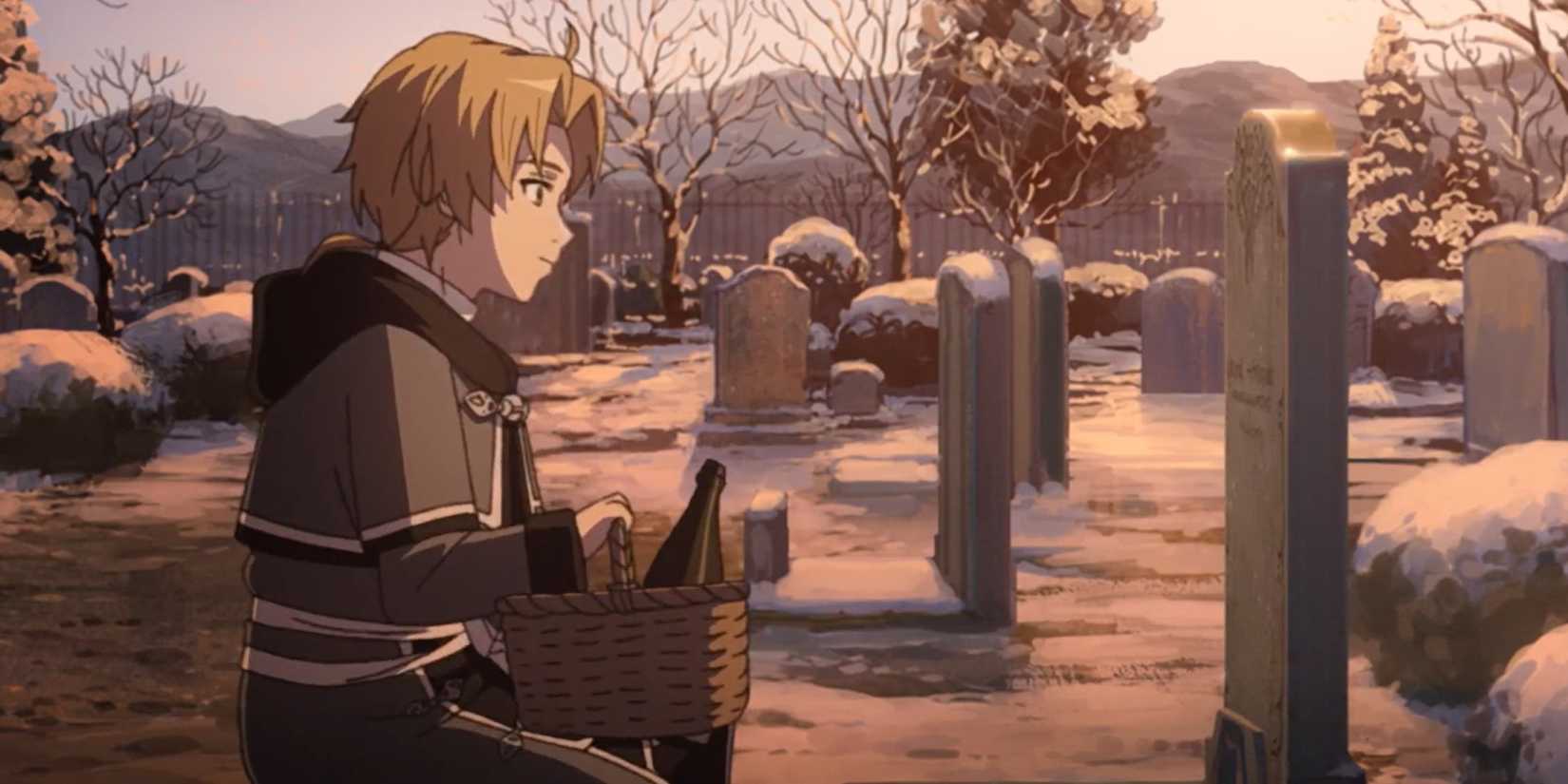 Mushoku Tensei Jobless Reincarnation Rudeus Sits At Paul's Grave