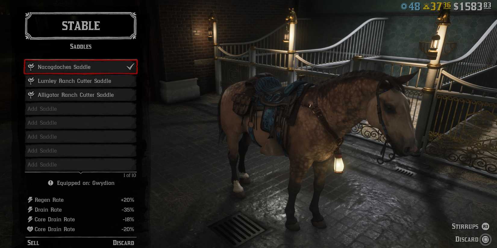 Nacogdoches saddle on a horse