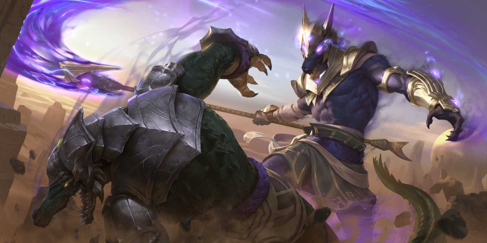 Nasus and Reneketon art in Legends of Runeterra