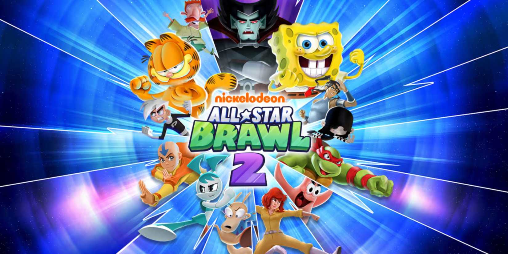 Nickalodeon All Star Brawl 2 characters around title