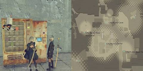Nier Automata - 2B and 9S obtaining map data