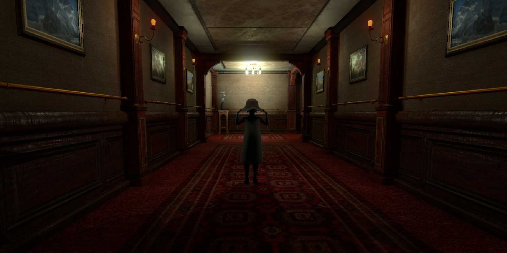 NightCry cruise ship corridowr little girl sillhouette