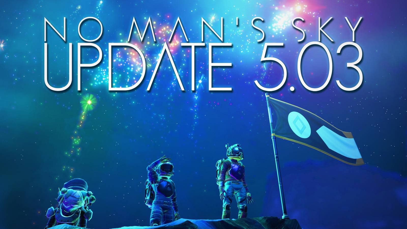 No Man's Sky Update 5.03 mockup cover flag blue composite