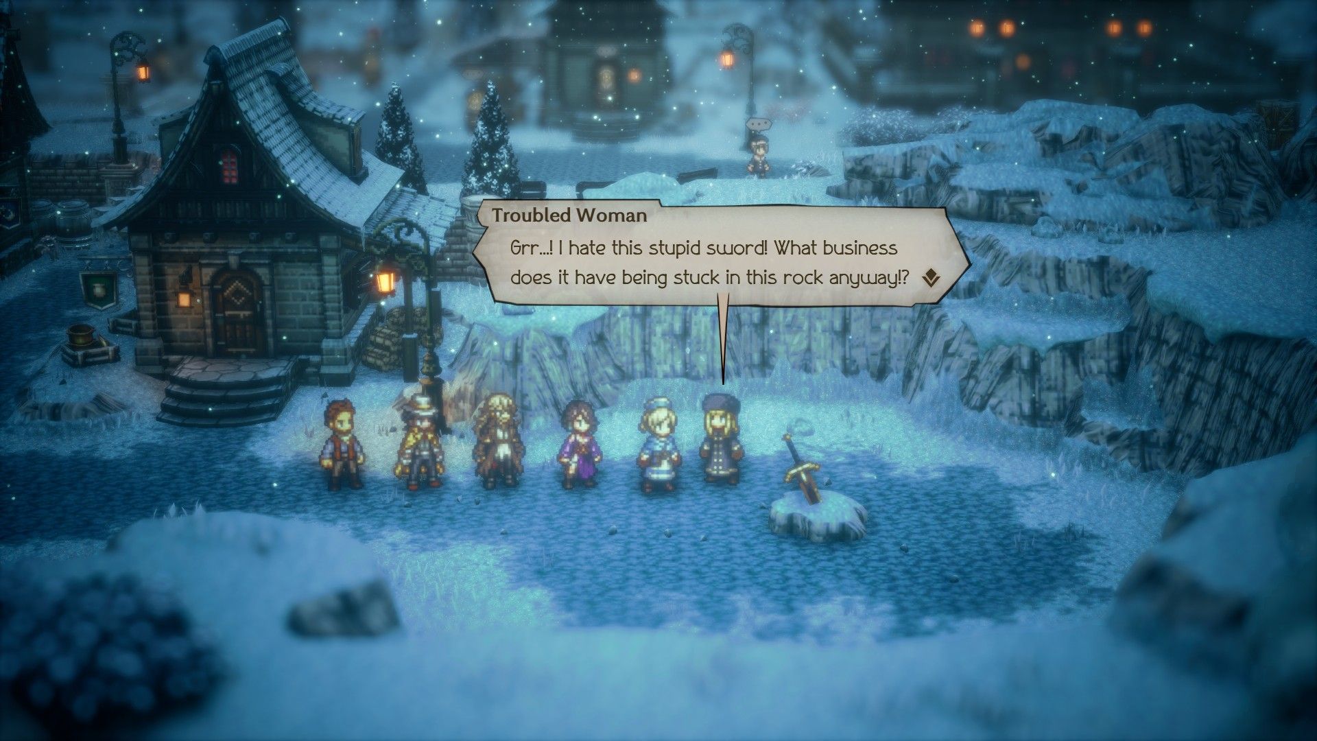 Octopath Traveler 2 Winterlands Sword in Stone