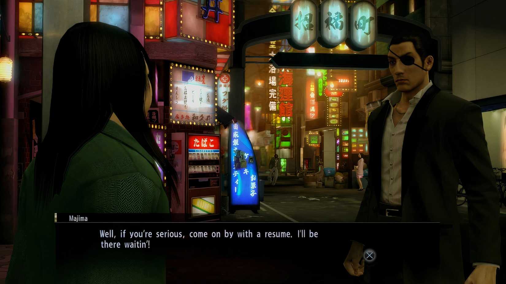 Image of Majima scouting for Odyssey in Yakuza 0