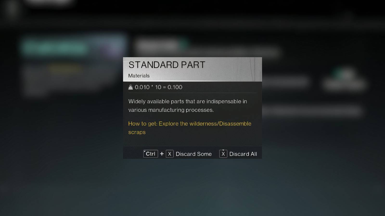 Once Human Standard Parts Description