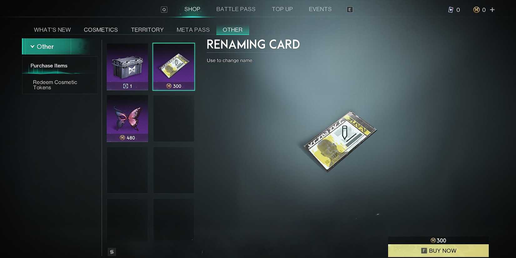 Once Human - Renaming Card