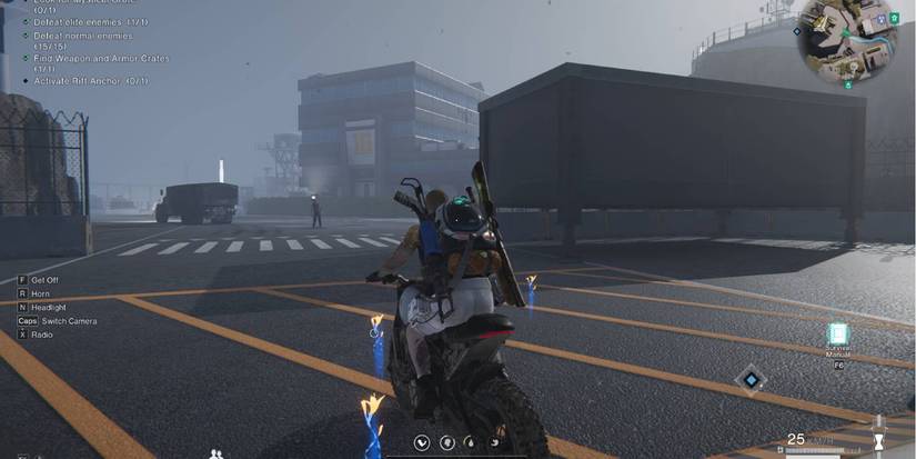 once human riding a motorcycle in Monolith of Greed