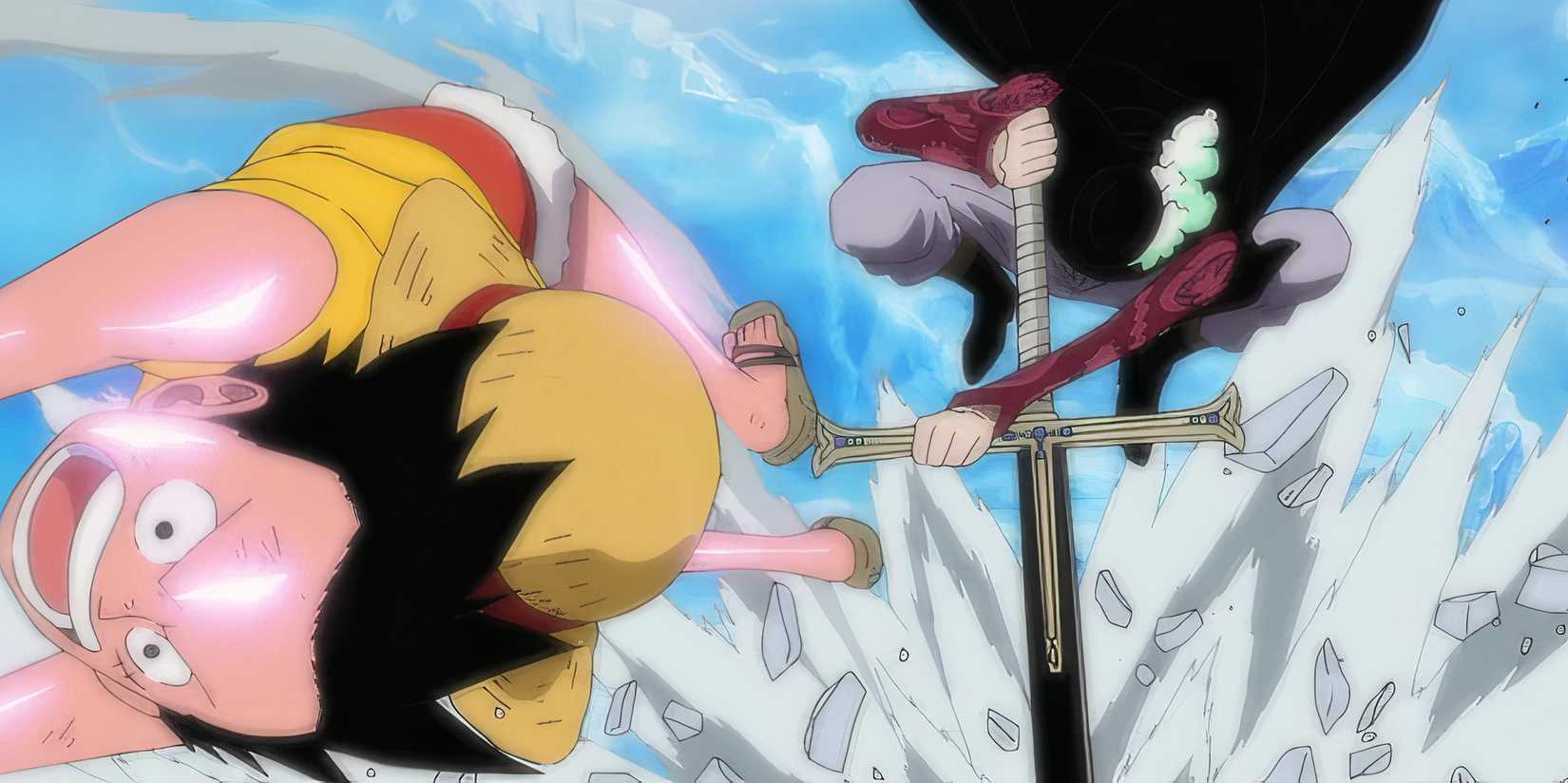 One Piece Dracule Mihawk Yoru Attacks Luffy Marineford