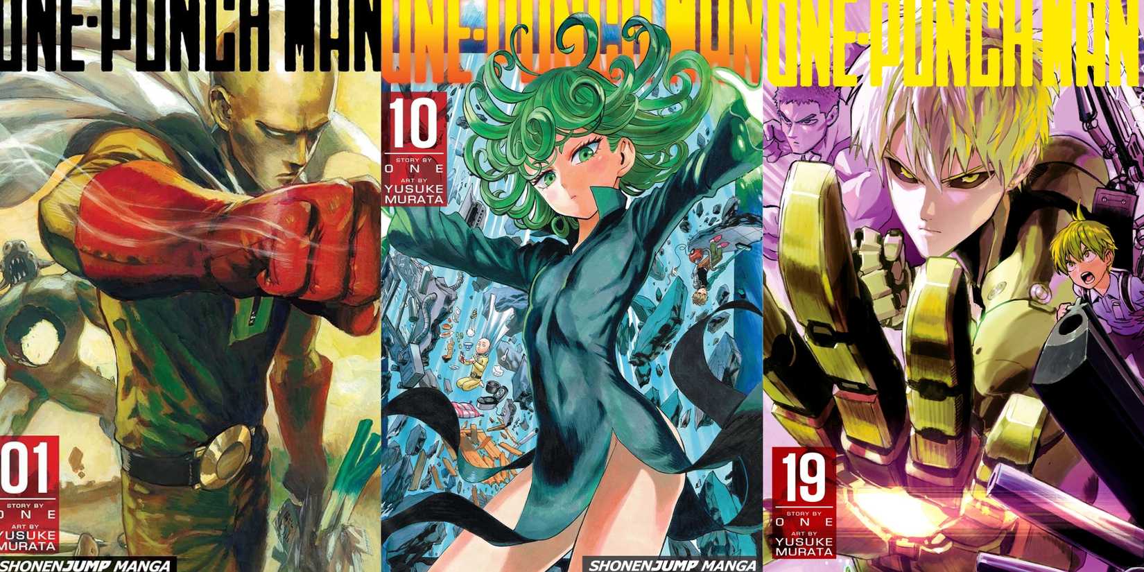 Three covers for the One Punch Man Manga series