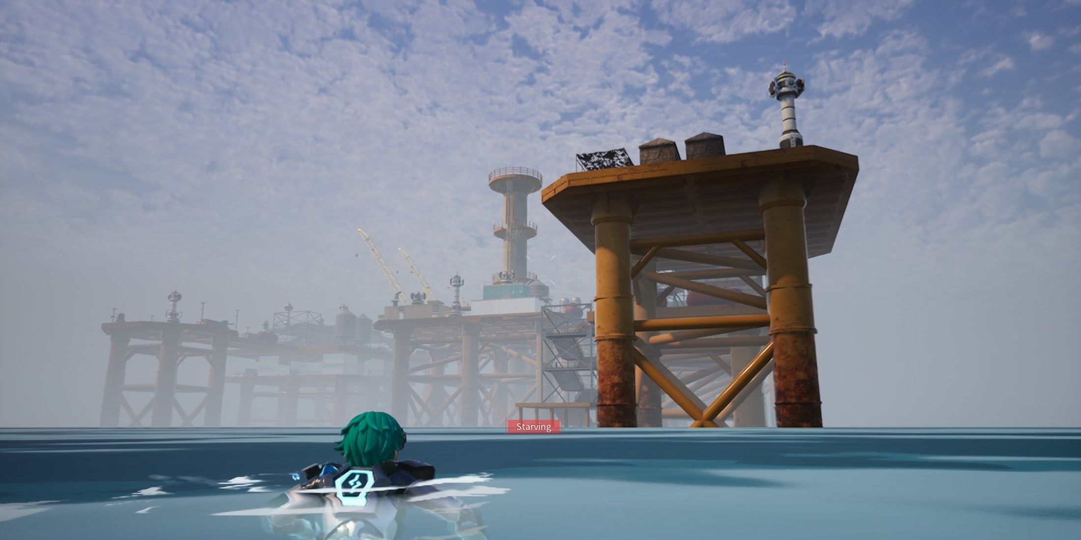 Palworld Character and oil rig