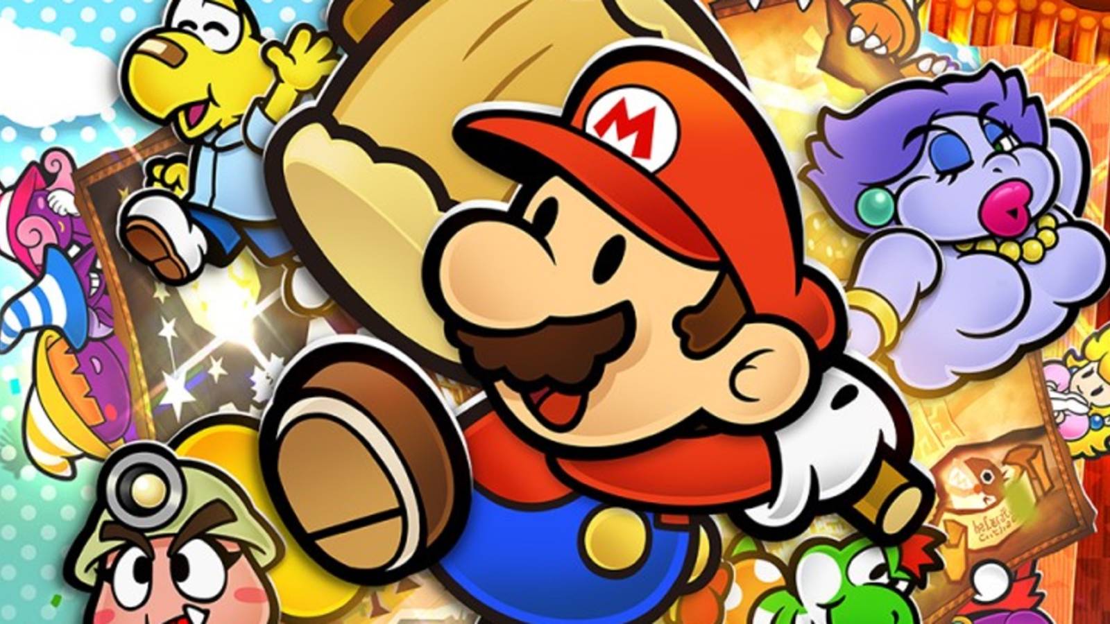 Key art for Paper Mario: The Thousand Year Door, showing Mario about to swing a hammer