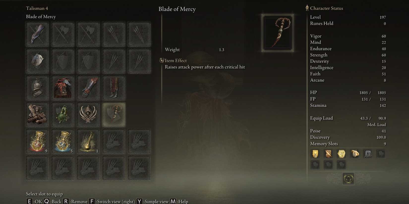 physical damage Talisman choice for gazing finger in elden ring shadow of the erdtree