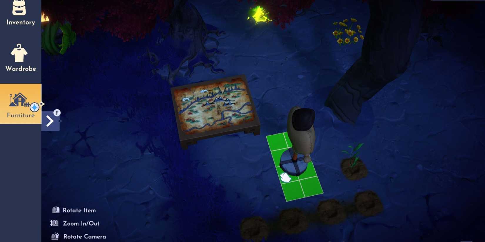 placing training area furniture dreamlight valley