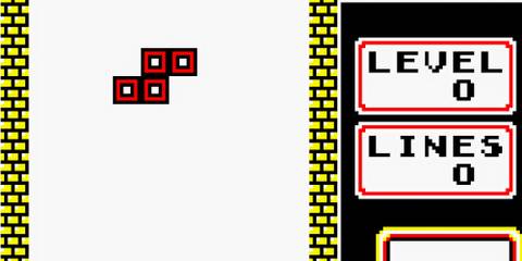 Playing a round in Tetris (Game Boy)