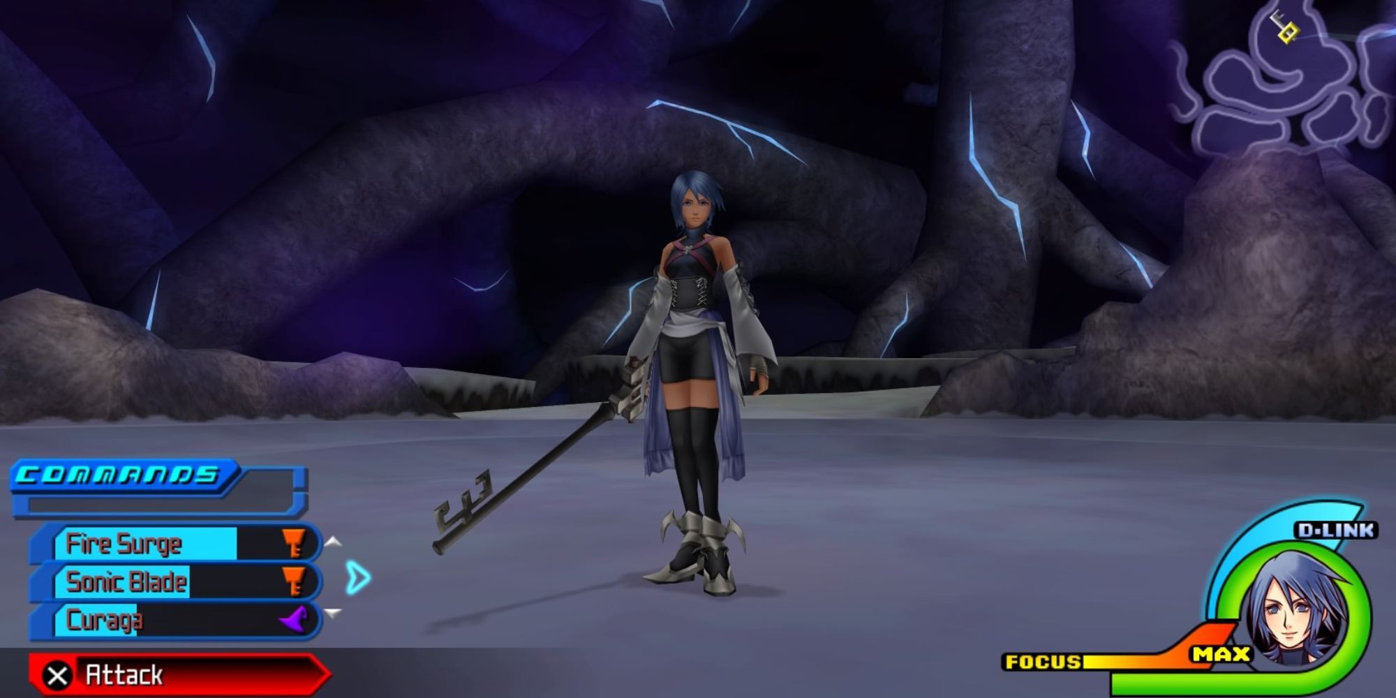Playing as Aqua inside the Realm of Darkness during the Secret Episode.