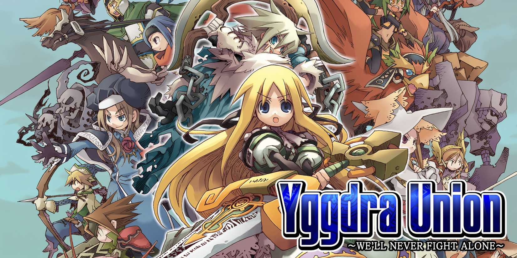 Promo art featuring characters in Yggdra Union We'll Never Fight Alone