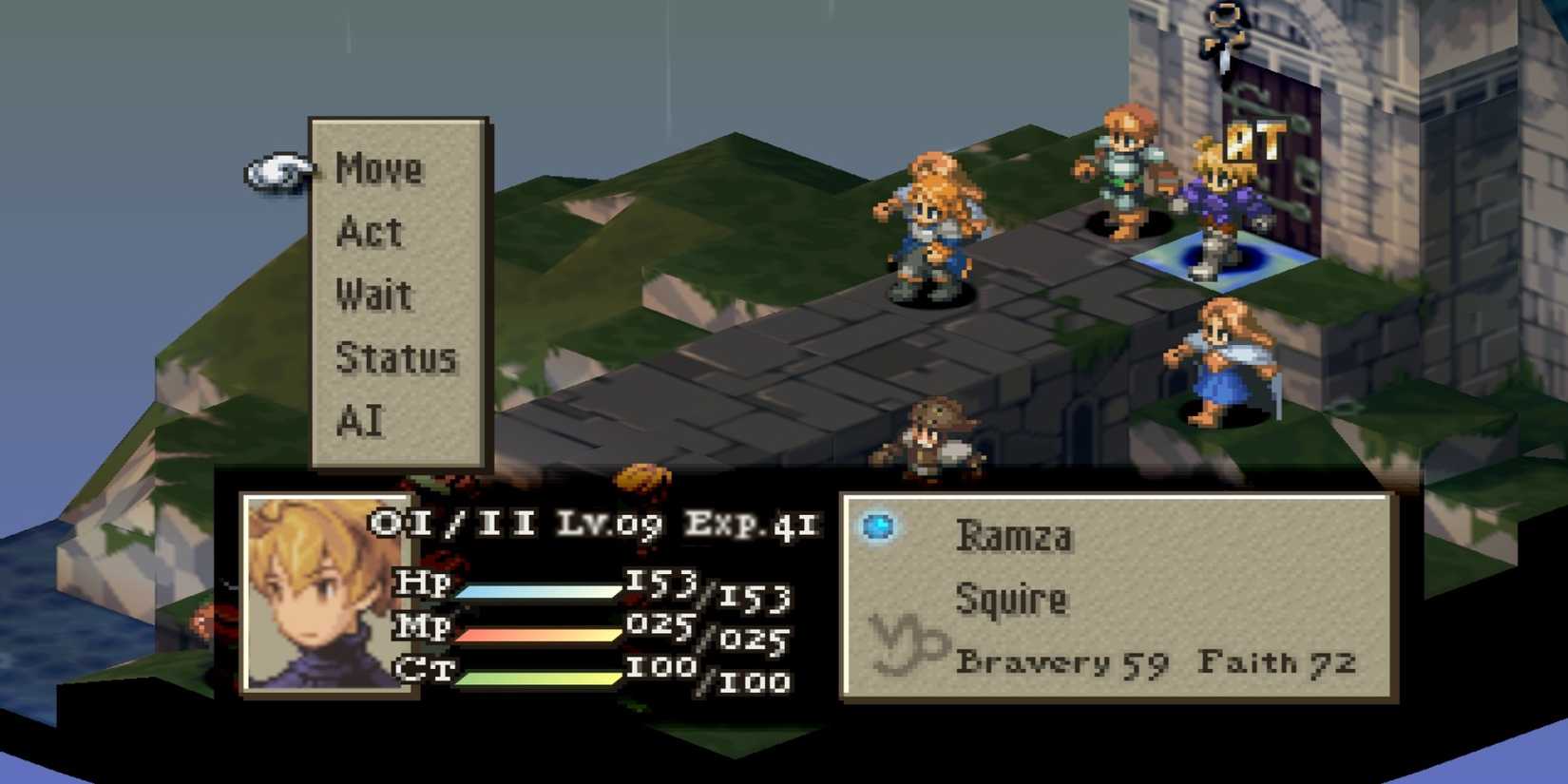 ramza getting ready for his turn in final fantasy tactics