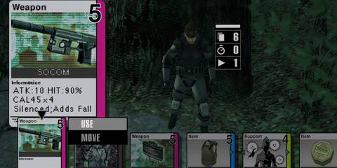snake preparing his turn in metal gear acid